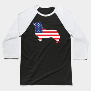 Swedish Vallhund USA Flag Filled Baseball T-Shirt